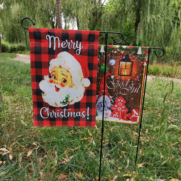 Bandera de jardín personalizada de alta calidad, Impresión de doble cara, poliéster, Feliz Navidad, Festival