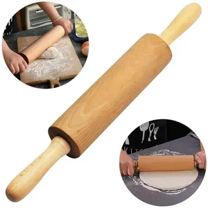 Cổ Điển Gỗ Cán Pin Với Xử Lý Chuyên Nghiệp Bột Con Lăn Cho Nhà Bánh Pizza Pastry Pasta Bánh Mì Cookie Nấu Ăn - Product Image 3