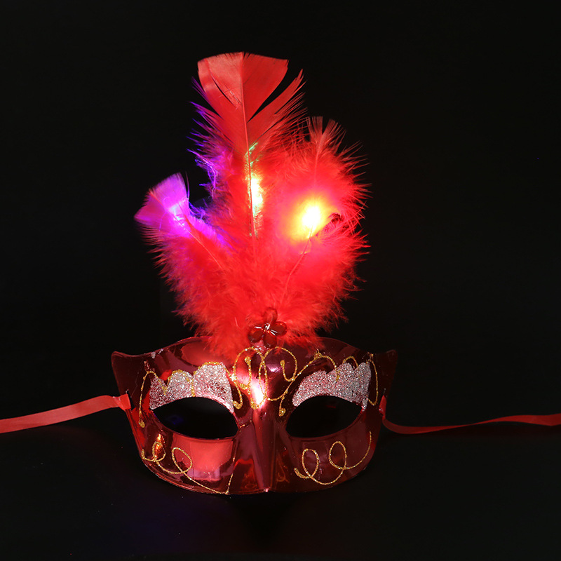 Maschera di piume luminose - rosso