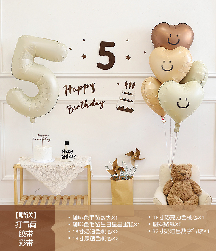 5ème ensemble de ballon numéro de décoration d'anniversaire