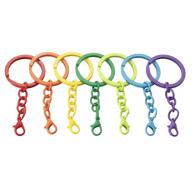 Mixed color 30 flat ring 4-section O chain hanging 303 lobster buckle