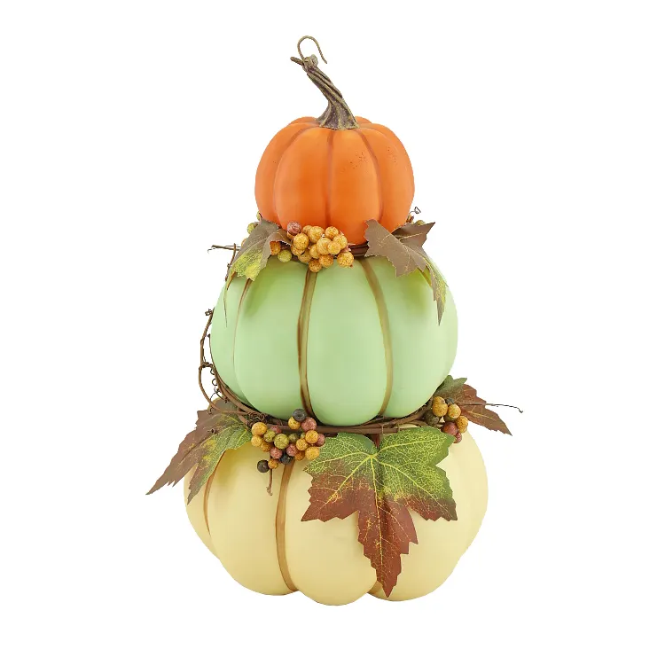 Halloween Environment Atmosphere Ornaments Props Simulation Sculpture Creative Crafts Resin Three Stacked Pumpkin Fall Decor