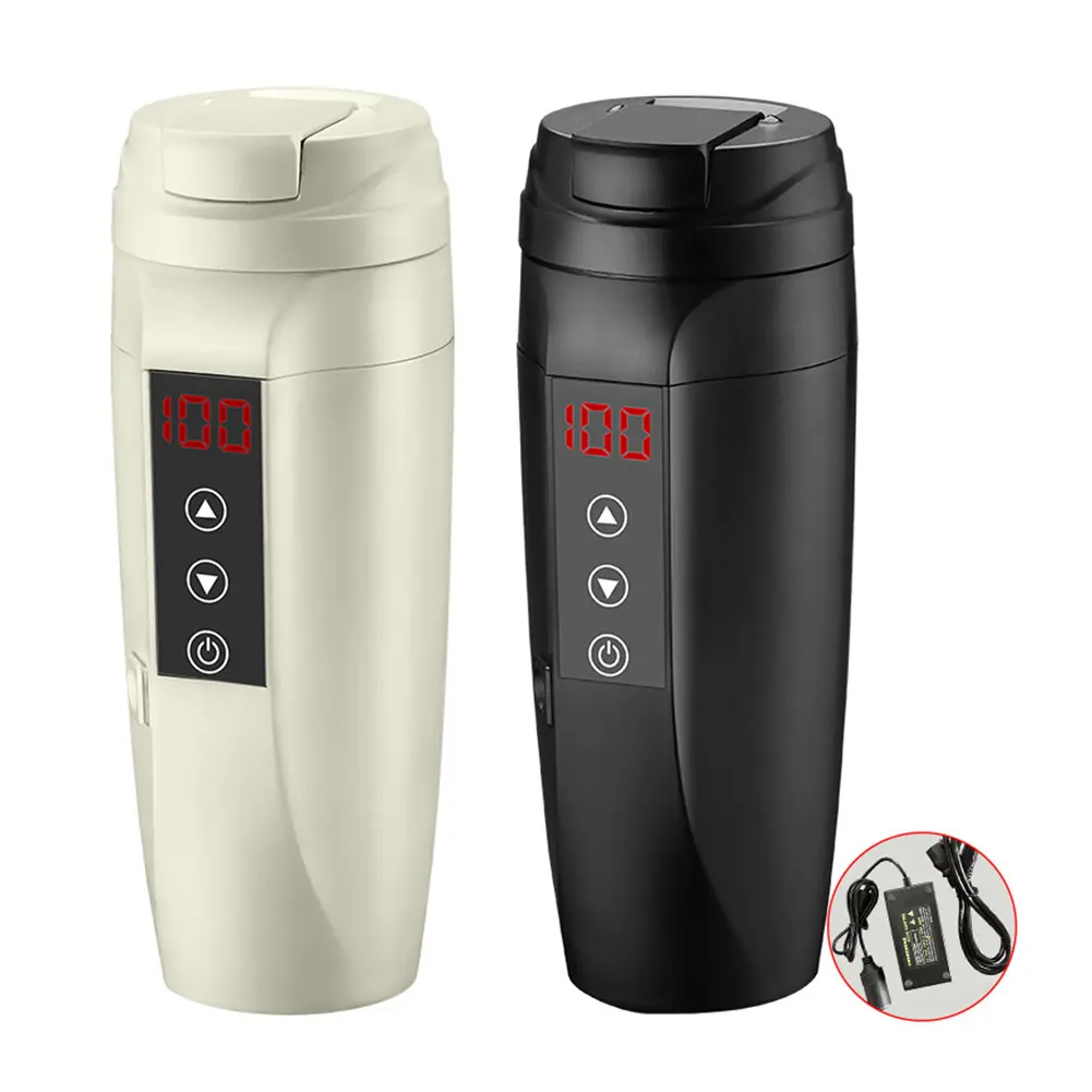 Taza de viaje inteligente para coche, de 12v hervidor de agua de acero inoxidable, calentador eléctrico al vacío, Control de temperatura, taza de café