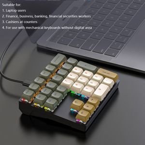 33-Key RGB Mechanical <strong>Numeric</strong> <strong>Keyboard</strong> <strong>with</strong> Blue &amp; Red Axis Dedicated External USB Interface for One-Handed Financial Accounting - Product Image 4