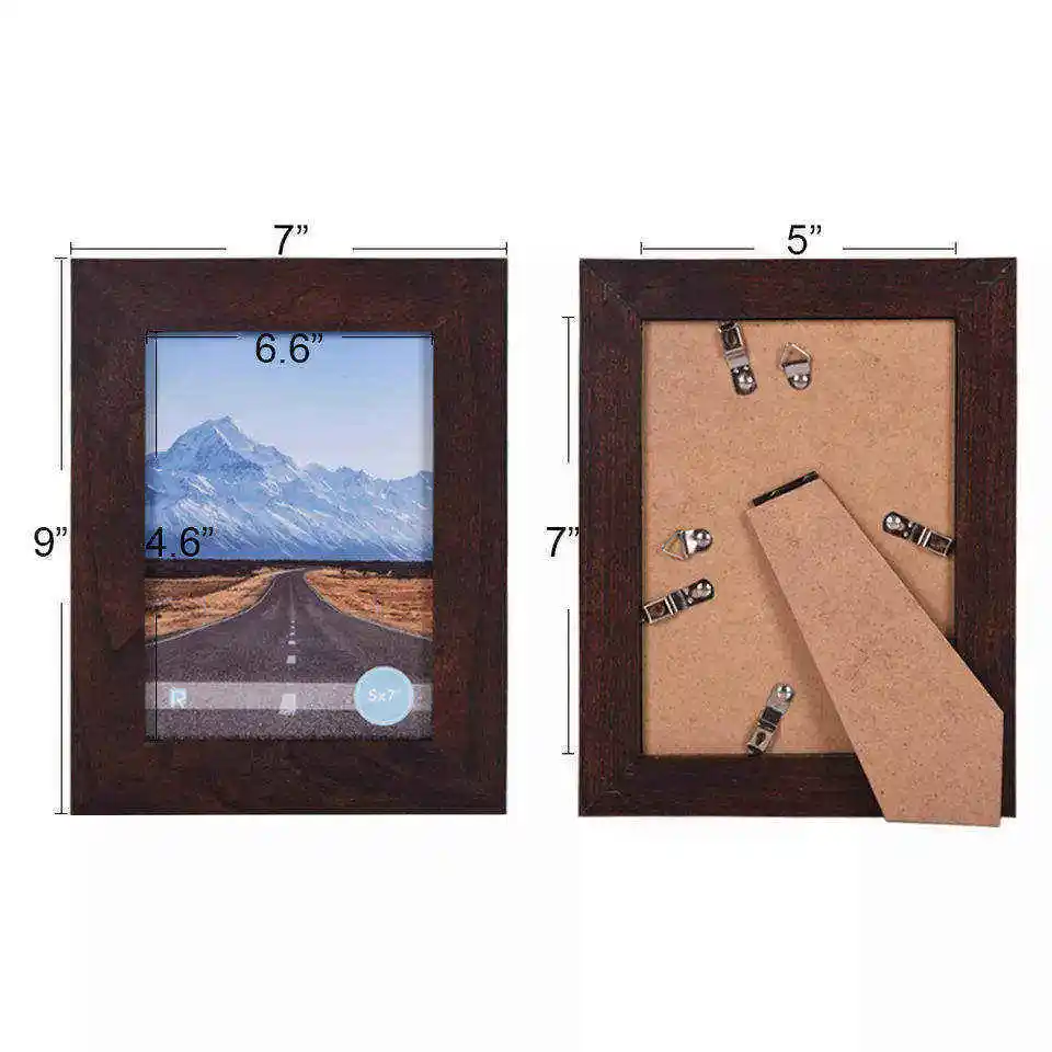 Commercio all'ingrosso moderno semplice formato personalizzato 4 x6 5 x7 8x10 A4 appeso a parete cornice per foto in legno MDF marrone