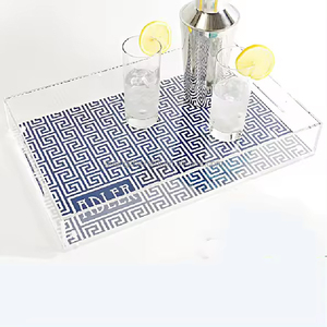 透明亚克力托盘矩形亚克力托盘，带纸插件 - Product Image 1