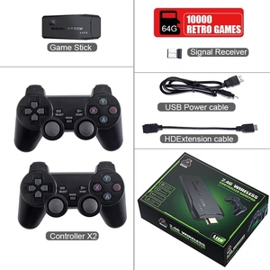 2.4Gビデオゲームコンソール64G内蔵10000ゲームレトロハンドヘルドコンソールワイヤレスコントローラーゲームスティックPS1/GBAキッドギフト用
