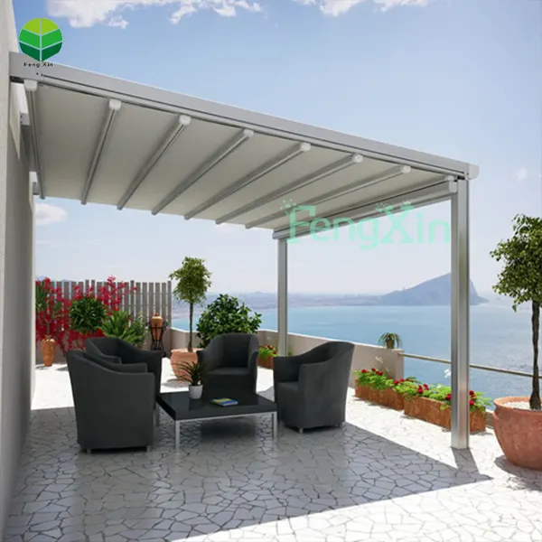 Preço barato deslizante pvc pergola personalizado exterior retrátil natação toldo capas