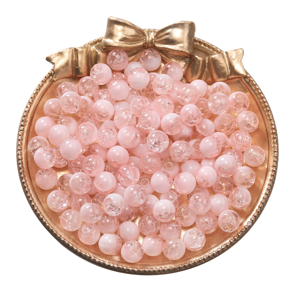 8mm glass milk foam beads - orange pink