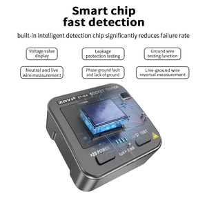 ZOYI-Probador de circuito de enchufe para la UE, Reino Unido, EE. UU., Flecha de uso inteligente para indicar la posición de la línea, probador de fugas de enchufe con pantalla led - Product Image 1