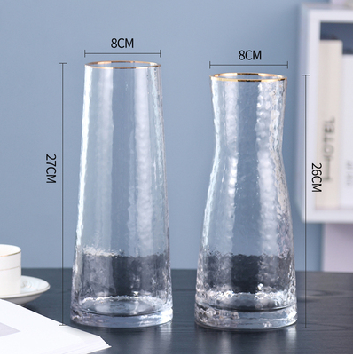 High quality T-shaped Color Crystal Glass Vase Hand Blown Glass Vase for Home Decor with Round Mouth