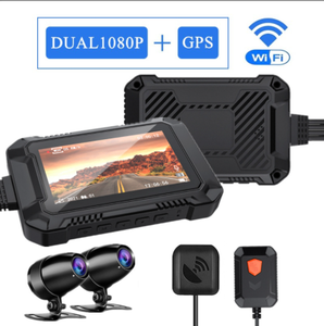 กล้องติดรถมอเตอร์ไซด์รถยนต์ LR V2ความละเอียดสูง1080P หน้าจอฟรี WiFi ล็อคด้วยปุ่มเดียว GPS บันทึกคู่บันทึกบนมอเตอร์ไซค์ - Product Image 3