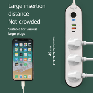 2 metre bakır tel dişi uçlu uzatma kablosu 4 çıkışları 3 USB portları ile anahtarları soket 3 Port fiş uzatma soket - Product Image 3