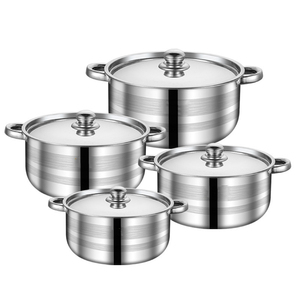 Nhà Máy Bán buôn nhà bếp nấu ăn nồi 8 cái <span class=keywords><strong>Cookware</strong></span> Set thép không gỉ với đôi xử lý đầy màu sắc Chứng Khoán nồi Set - Product Image 2