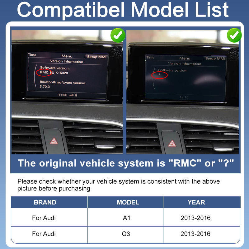Pour Audi A1/Q3 2G RMC