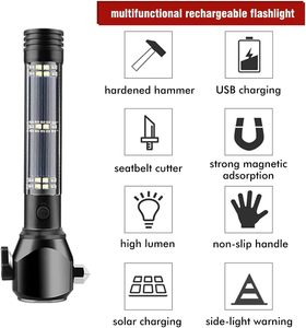 Linterna LED multifuncional con función de Banco de energía 10W Antorcha de carga de emergencia Antorcha de cuchillo de ataque para emergencia - Product Image 3