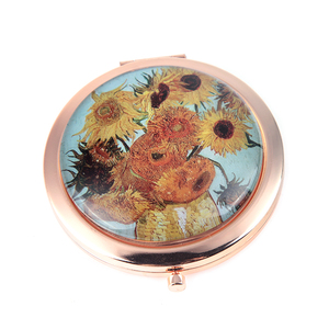 Trendy Vincent Van Gogh yağlıboya makyaj aynası kadınlar için kristal cevheri kapalı bahar anahtarı kompakt ayna - Product Image 4