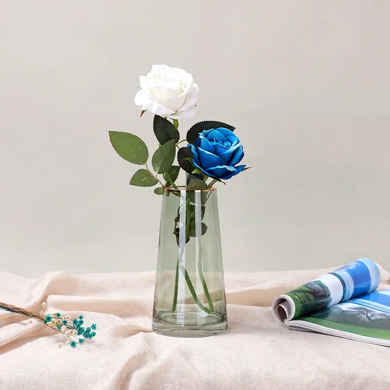 Floreros de lujo para decoración del hogar, jarrones creativos de cristal para escritorio, floreros de cristal para boda