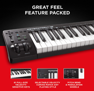 Synth Action 61 Key USB <strong>MIDI</strong> <strong>Keyboard</strong> <strong>Controller</strong> With Assignable Controls, Pitch and Mod Wheels M-Audio Keystation 61 MK3