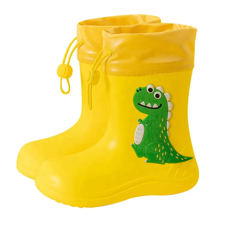 Bottes en caoutchouc pour enfants, chaussures de pluie antidérapantes, design de dinosaure, unisexes, mode