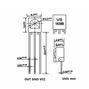 VS1838B IR LED emettitore diodo ricevitore luce infrarossa lampada fotodiodo VS1838 DIP fai da te circuito PCB per Arduino fototransistor - Product Image 2