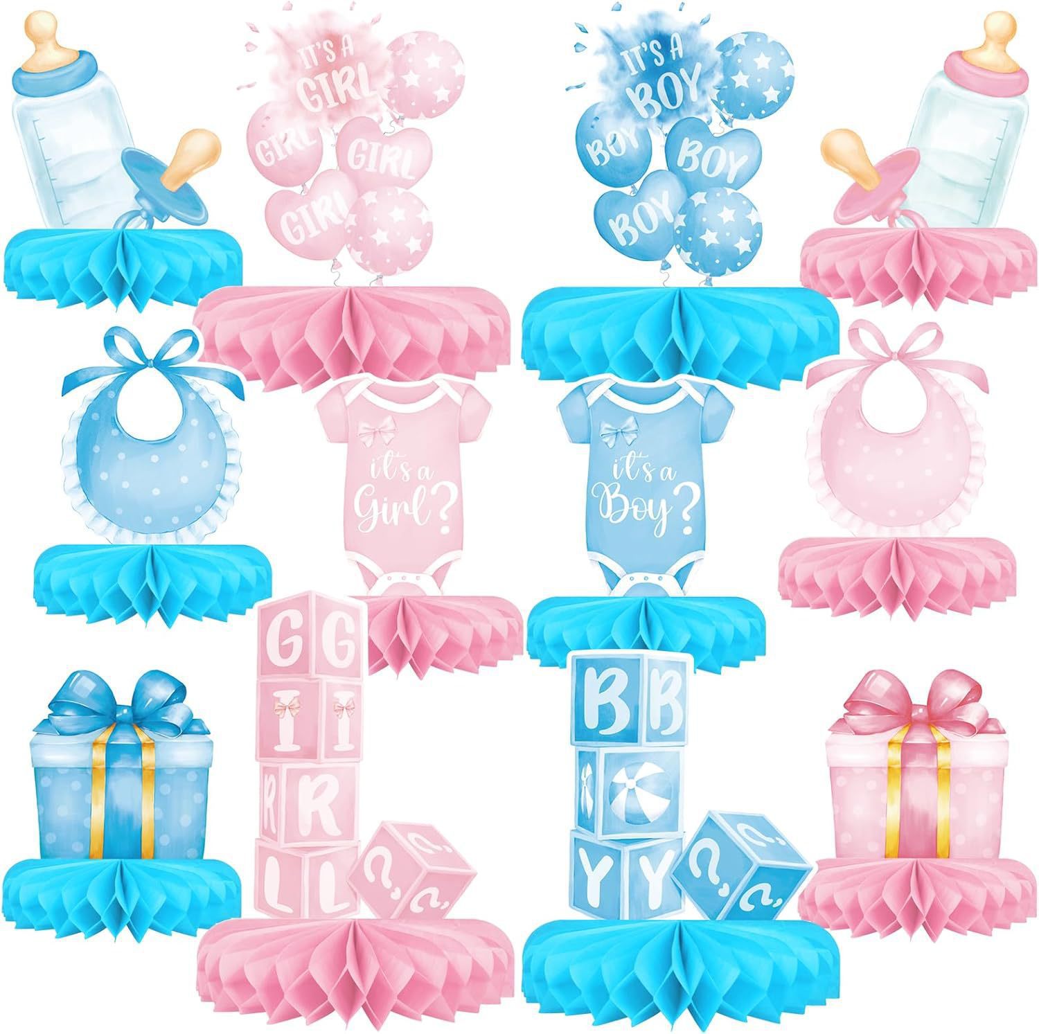 Ornements en nid d'abeille rose et bleu