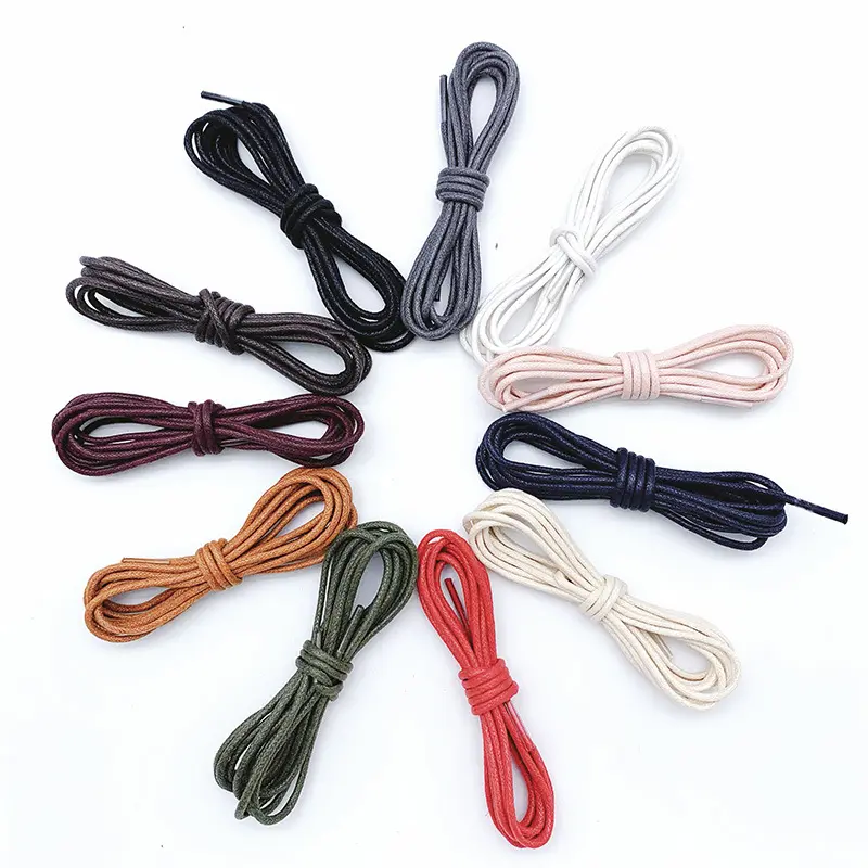 Cordones de cuerda encerada, botas de trabajo, de algodón Cordones redondos de 2,5mm, cordones impermeables para zapatos de vestir