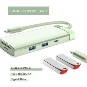 7 En 1 Docking Thunderbolt Dock USB C Hub Splitter Adaptador Tipo C Datos 2,0 USB 3,0 Lector de tarjetas 100W PD 4K HDTV para computadora portátil - Product Image 5