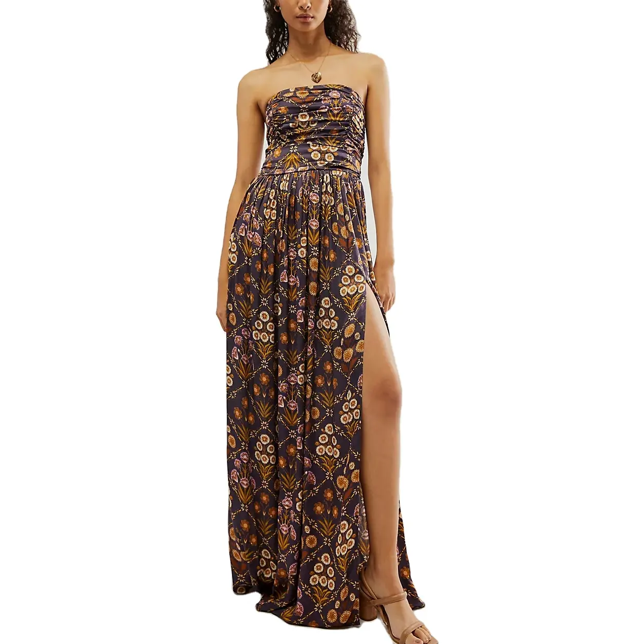 2024 verano vestidos con patrón personalizado suave y transpirable verano playa fiesta desgaste playa Hawaii Maxi vestido de mujer