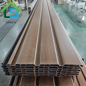 Fabrika toptan şık esnek PVC tavan Soffit paneli saçak doğal ahşap görünüm için saçak kaplama dekorasyon - Product Image 1