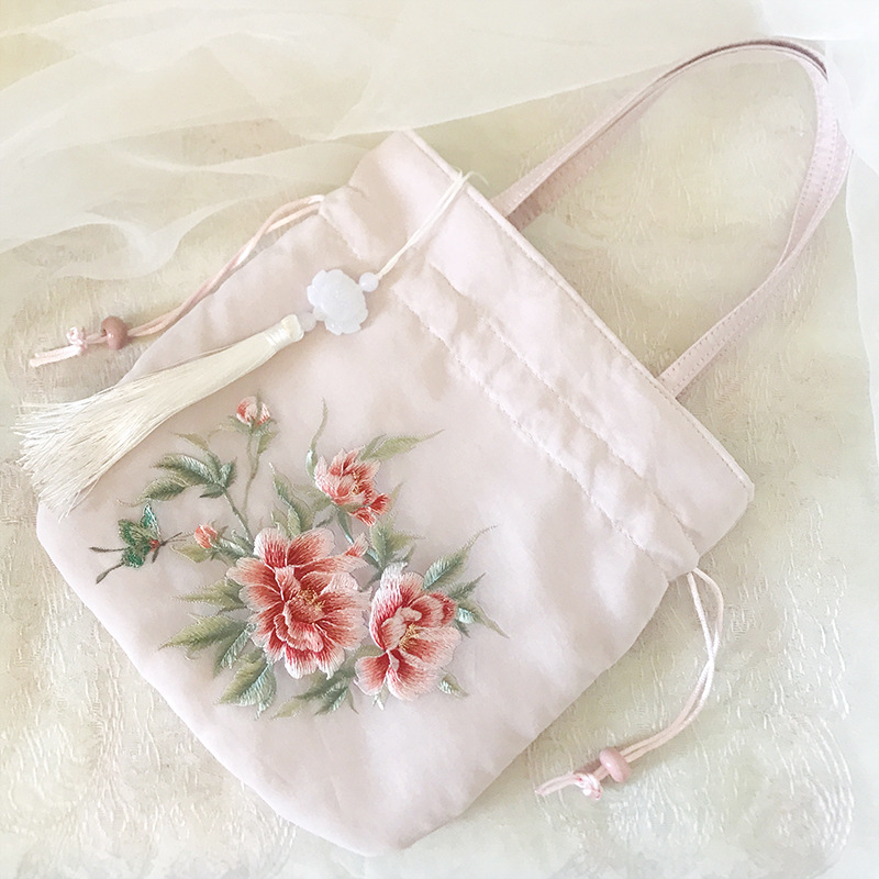 Bordado de Suzhou + peonías rosas