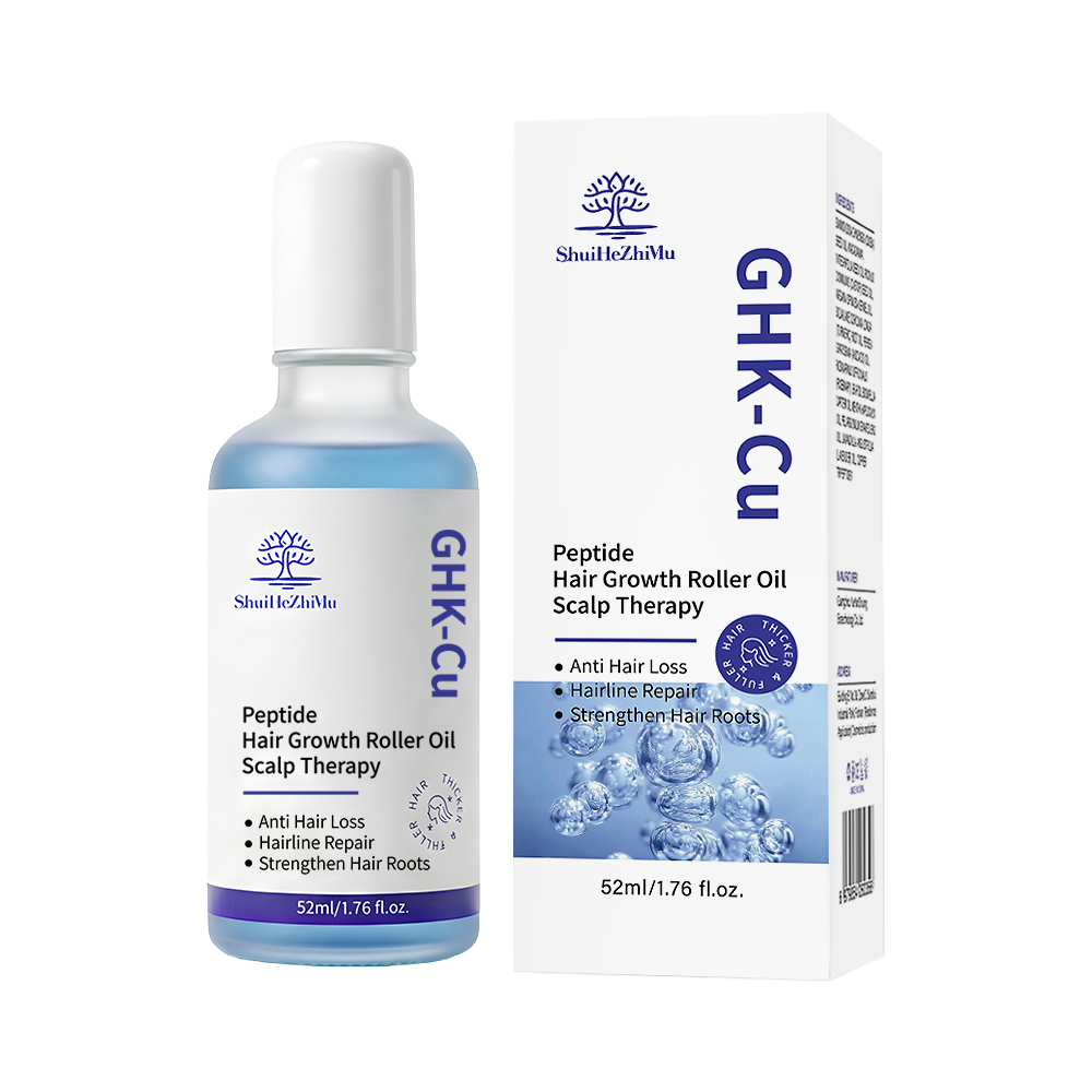 Huile de rouleau pour la croissance des cheveux au peptide GHK-Cu, thérapie du cuir chevelu, 55 ml