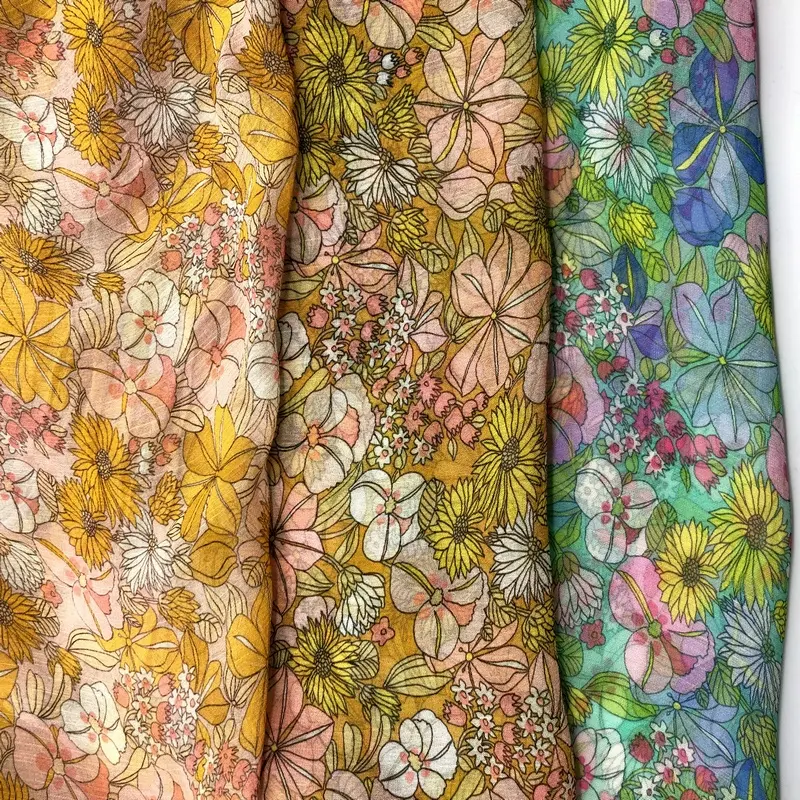 Rouleaux de tissu en viscose avec imprimé floral, 100% m, meilleure vente pour foulard