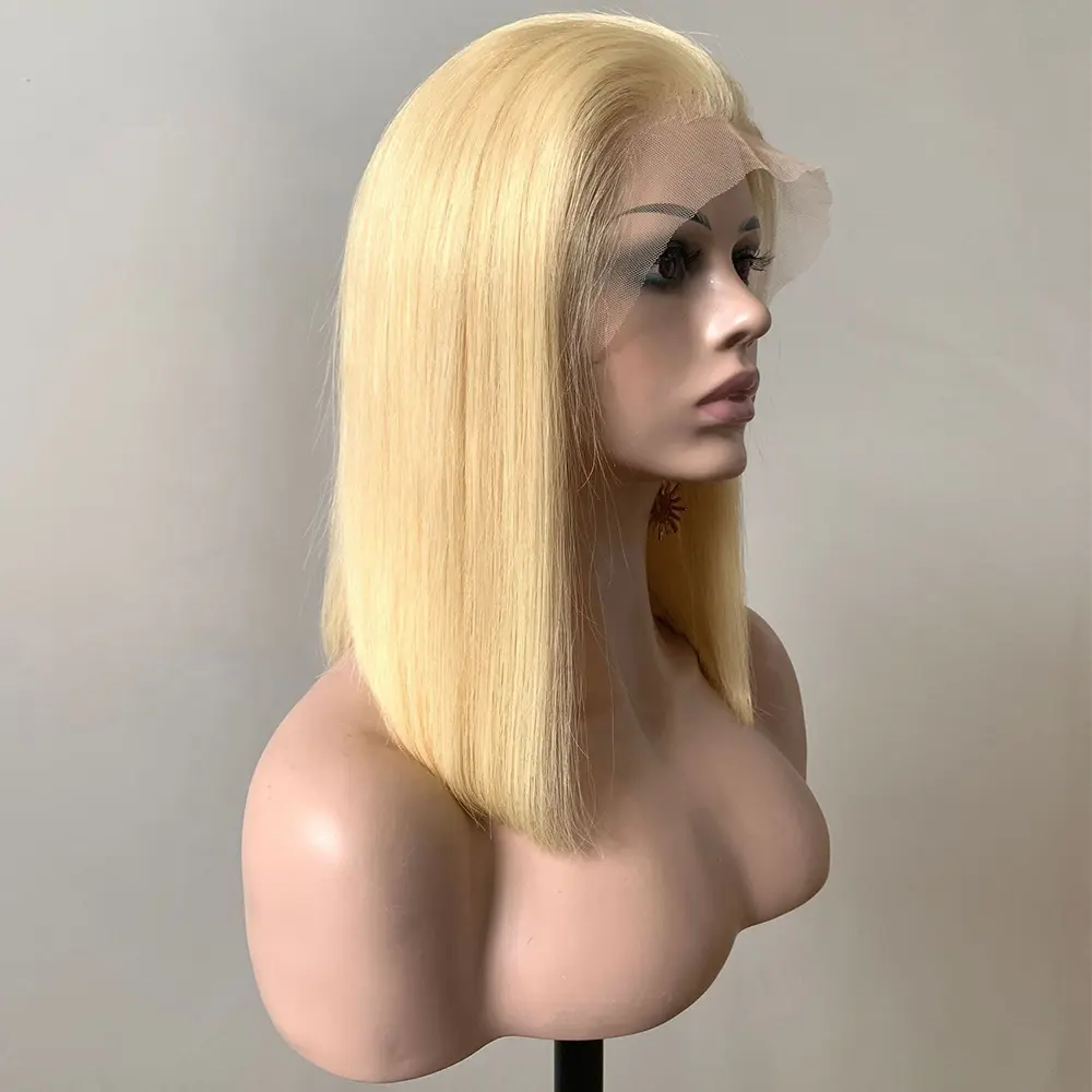 Cheap 613 Honey Blonde Indian Raw Virgin Hair Bob Wig 8-15 Inch HD Transparent 13x4 Lace Frontal Human Hair Wigs For Black Women