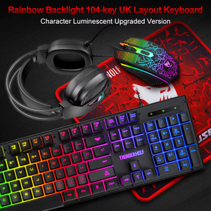 4 in 1 Gaming <strong>Keyboard</strong> and <strong>Mouse</strong> and Gaming Headset and <strong>Mouse</strong> Pad Wired LED RGB Backlight <strong>Keyboard</strong> Combo for Desktop <strong>Computer</strong> PC - Product Image 4