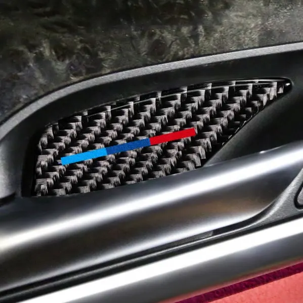 Jdmotor sport88 السيارات السيارات الداخلية ألياف الكربون 4 قطعة الباب هاندل السلطانية ملصق الكسوة ملصق مائي يغطي لسيارات BMW 5 سلسلة G30 G38