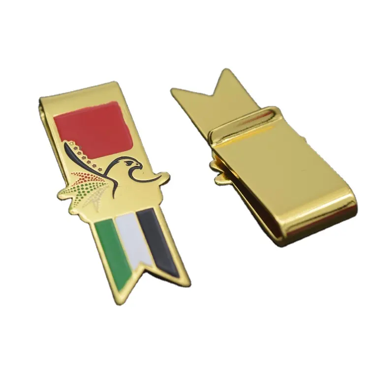 elegant UAE flag design copper gold money clip wholesale with custom logo