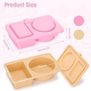 可重复使用的带盖零食容器定制硅胶双格零食盒容器 - Product Image 3