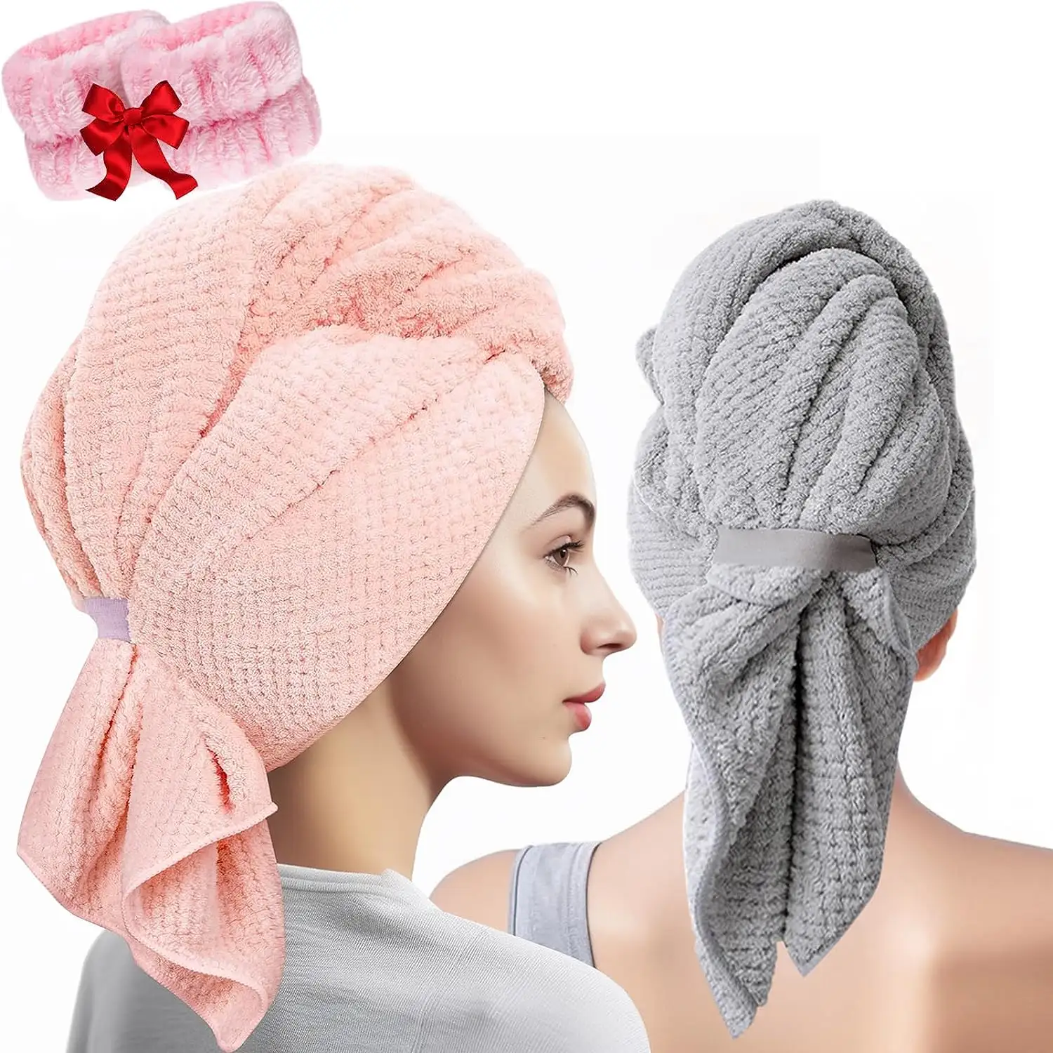 Waffle grandi asciugamani in microfibra avvolgere per le donne cura dei capelli ricci asciugamano turbante per capelli bagnati asciugatura rapida