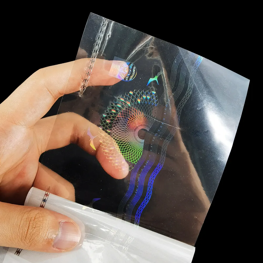 Etiqueta adhesiva de seguridad de autenticidad de holograma 3D térmico holográfico transparente de diseño personalizado de fábrica profesional