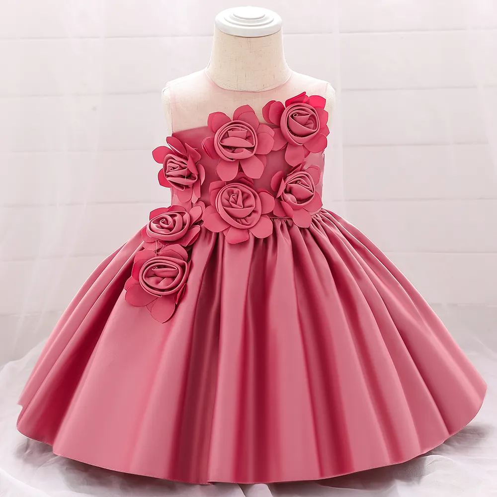 MQATZ último bebé Navidad vestido de diseño Flor de los niños las niñas cumpleaños fiesta de boda vestidos al por mayor bebé vestido de las niñas de fiesta