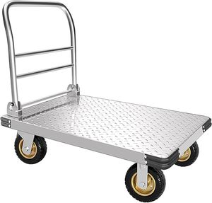 משאיות פלטפורמה דולי עגלת כבדות 2000 LBS קיבולת, עגלת דחיפה מתקפלת פלדה דולי עגלת שטוחה עגלת פלטפורמה מתקפלת