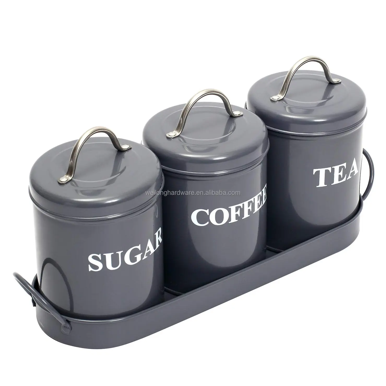Tee Kaffee Zucker Lebensmittel behälter Luftdicht Großhandel Metall Küche Kanister Kanister Set