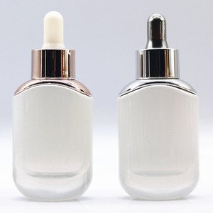 <strong>Oval</strong> 30ml 15ml 50ml Transparent Cosmetic Packing 30ml Flat Unique Essential Oil Liquid Skin Care Serum <strong>Perfume</strong> Dropper Bottle - Product Image 3