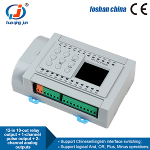 Huaqingjun 12DI 10DO Salida de relé PLC Salida de pulso de 1 canal 2AO 0-5V 0-10V Controlador PLC analógico para VFD