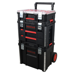 Vertak 3 in 1多機能ポータブルトロリーケース3層プラスチック製ツールボックス引き出し付き収納ボックス