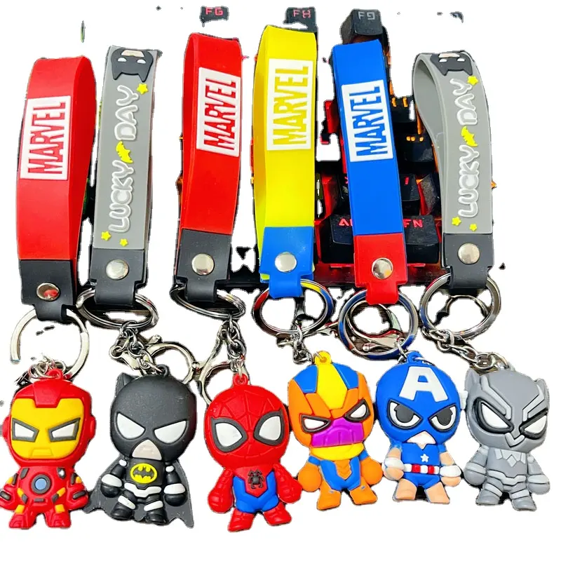 Hot Bán Avengers Móc Chìa Khóa Phim Hoạt Hình Siêu Anh Hùng Búp Bê Marvel Loạt Trẻ Em Đồ Chơi PVC Móc Chìa Khóa Mặt Dây Chuyền Tại Chỗ