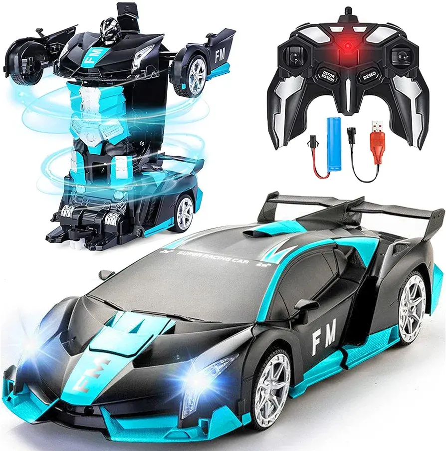 2.4G 8.8 Inch(22CM) Transforming RC Cars for Kids - One Button Transformation and 360 Degree Rotating Drift,remote control car