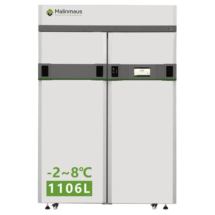 Malinmaus 1106L 2 to 8 degree Foamed Solid Door medical lab double door medicine pharmacy Vaccine Refrigerator