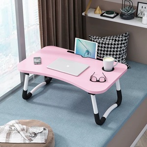Escritorio de computadora Shaohua con portavasos, soporte para tableta, mesa plegable portátil para computadora portátil, no ocupa espacio y es fácil de almacenar